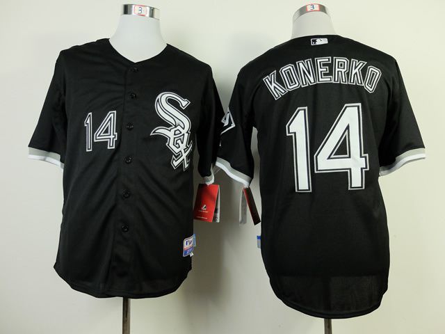 Men Chicago White Sox 14 Konerko Black MLB Jerseys1